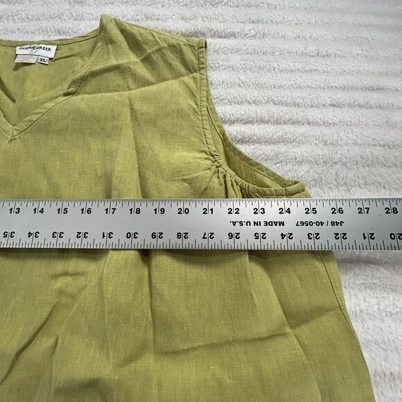 Harper Greer Womens Sleeveless V-Neck Lime Green Linen Top Blouse Size XL Casual - Picture 6 of 7